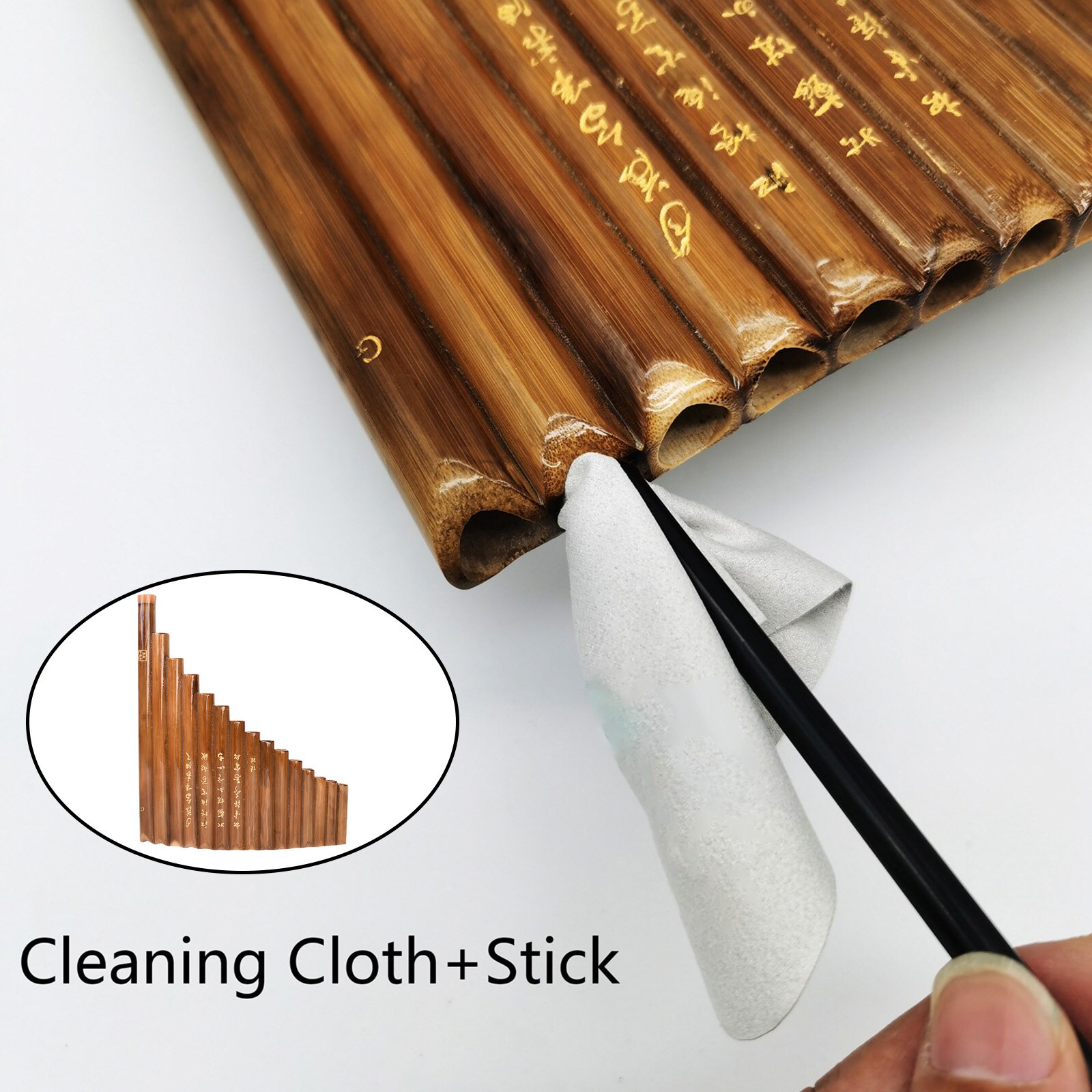 Flauta de Pan de mano izquierda hecha a mano para principiantes, instrumento de viento popular con 15 tubos de tono G, herramienta de limpieza, color marrón