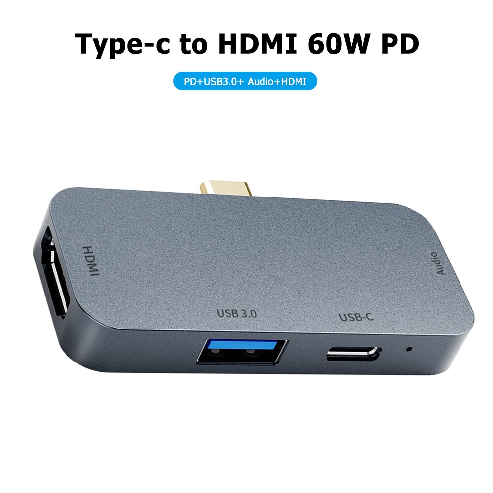 Vktech usb cハブタイプcにUSB3.0 4 1でusb cハブUSB3.0ハブ3.5ミリメートルジャック、hdmiアダプタmacbook proのhuawei社メイト