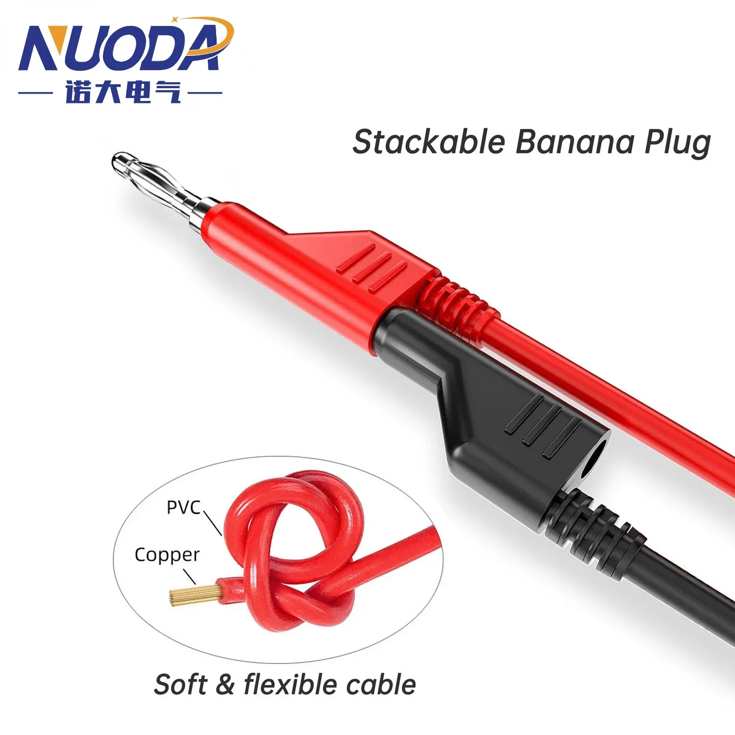 Doppelte stapelbare Bananenstecker-Multimeter-Messleitungen, 1 m Kabel, 1000 V, 15 A, 4 mm, P1036, 2 Stück, 5 Stück