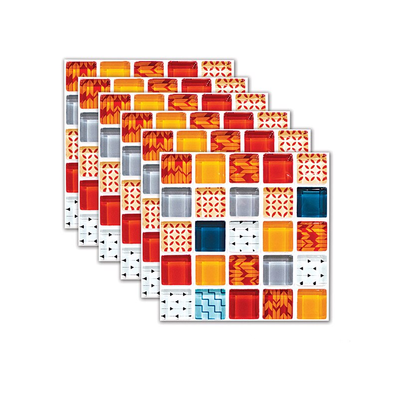 6 stk skridsikre fliser klistermærker vandtæt badeværelse køkken wall stickers selvklæbende mosaik marmor backsplash fliser mursten indretning: Default Title