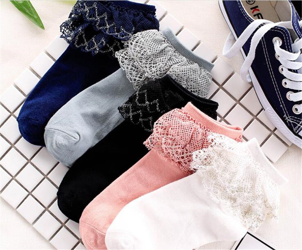 Lolita-Calcetines cortos de encaje japonés para mujer, calcetín, B435