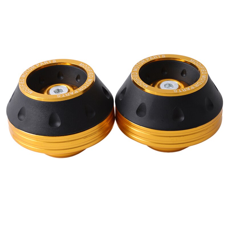 2 uds. De deslizadores de marco de rueda delantera de horquilla de aleación de aluminio CNC, herramienta de protección contra caídas de amortiguación, accesorios para Scooter, coche y motocicleta: Dorado