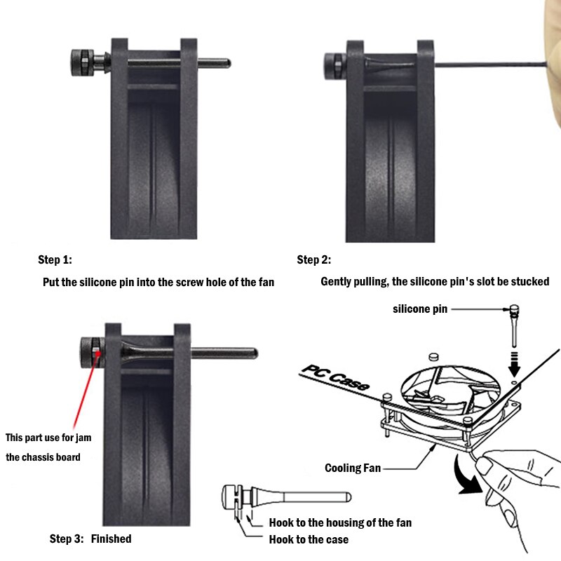 45mm 65mm Screw Pin Rivet Rubber Fan Noise Absorbtion Fans Anti Vibration Mount Silicone Screws Noise Reduction Equipment