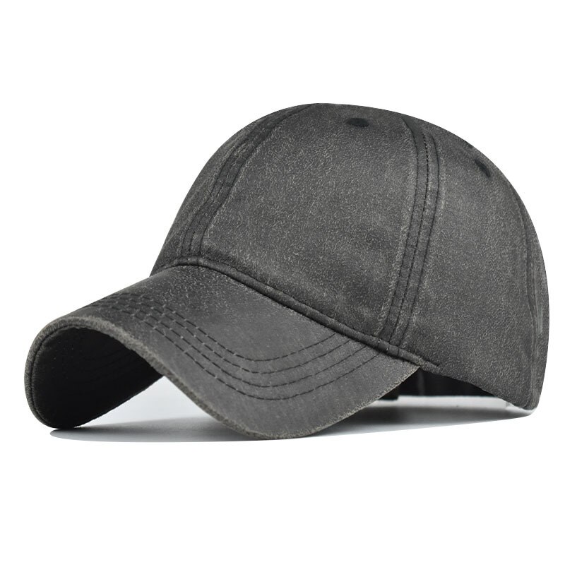 Vasket imiteret læder kasket herre bomuld ren farve baseball kasket til kvinder gorra bone hatte far hat snapback kasketter: 07