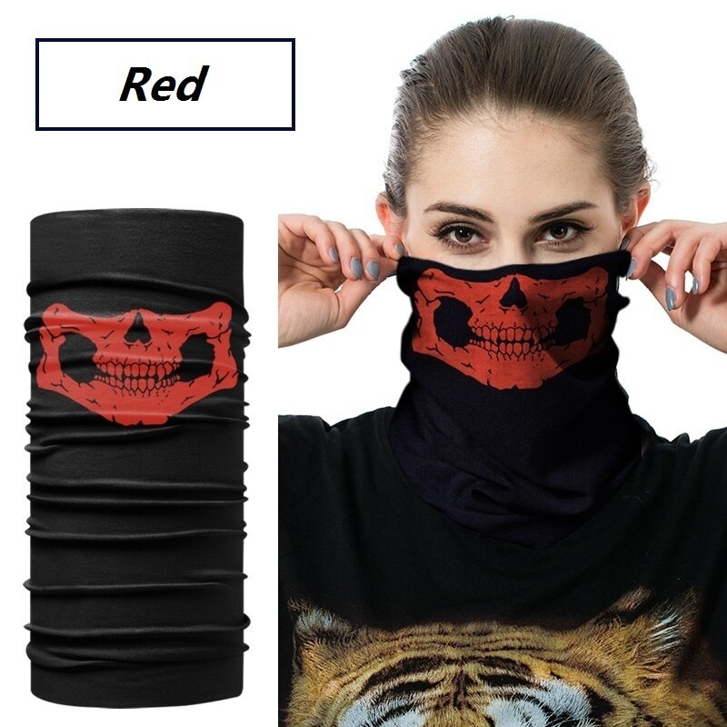 Luftvåben kranium rørformet beskyttende støvmaske bandana motorcykel ridning polyester tørklæde ansigt hals varmere maske: Rød