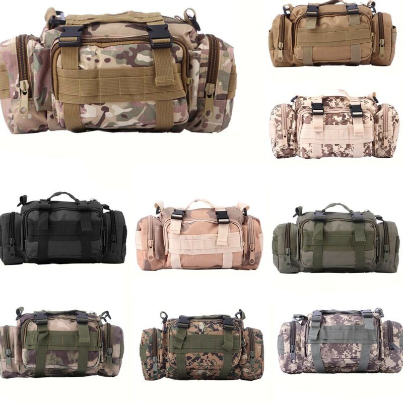 Fishing Outdoor Tackle Bait Bag Waterproof Waist Shoulder Carry Storage Camouflage Sports Simplicity Casual