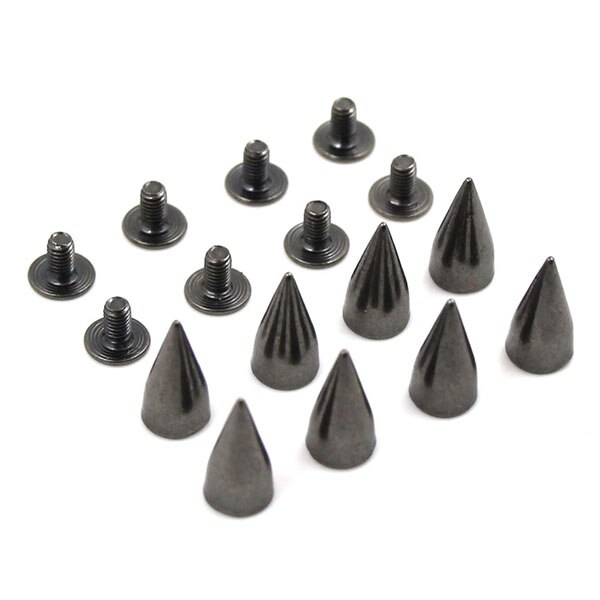 100 st 7 x 14mm blandade spikar metallkon nitar för läder pank nitar och spikar på kläder gör det själv bälte/väskor läderhantverksdekoration: Svart