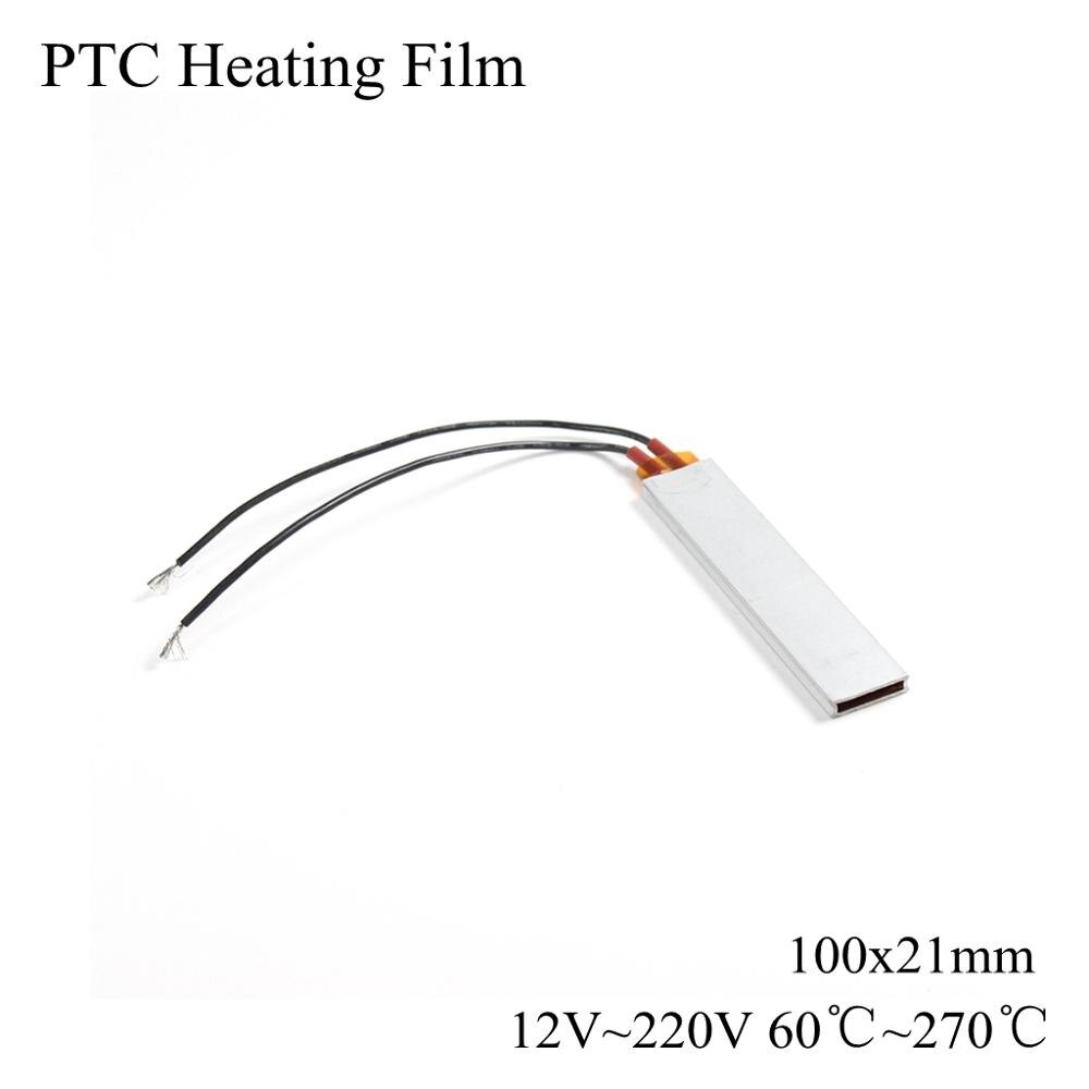 100x21mm 12V 220V PTC Heating Element Constant Thermostat Insulated Thermistor Ceramic Air Heater Plate Fan Heat Film 12 100 220