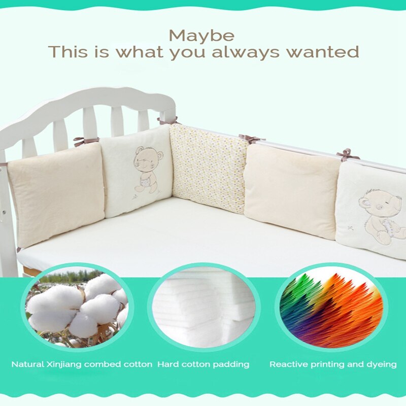 Baby Bed Bumper In The Crib Cute Secrity Breathable Warm Comfortable 6 PCS 30*30CM Soft Colors For Newborn Infants