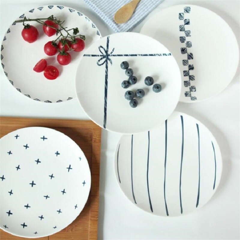 Middagstallerkener keramiske tallerkener 8* tommer spisestel porcelæn flade tallerkener wienerbrød kagebakke fest tallerken fade frugtfad