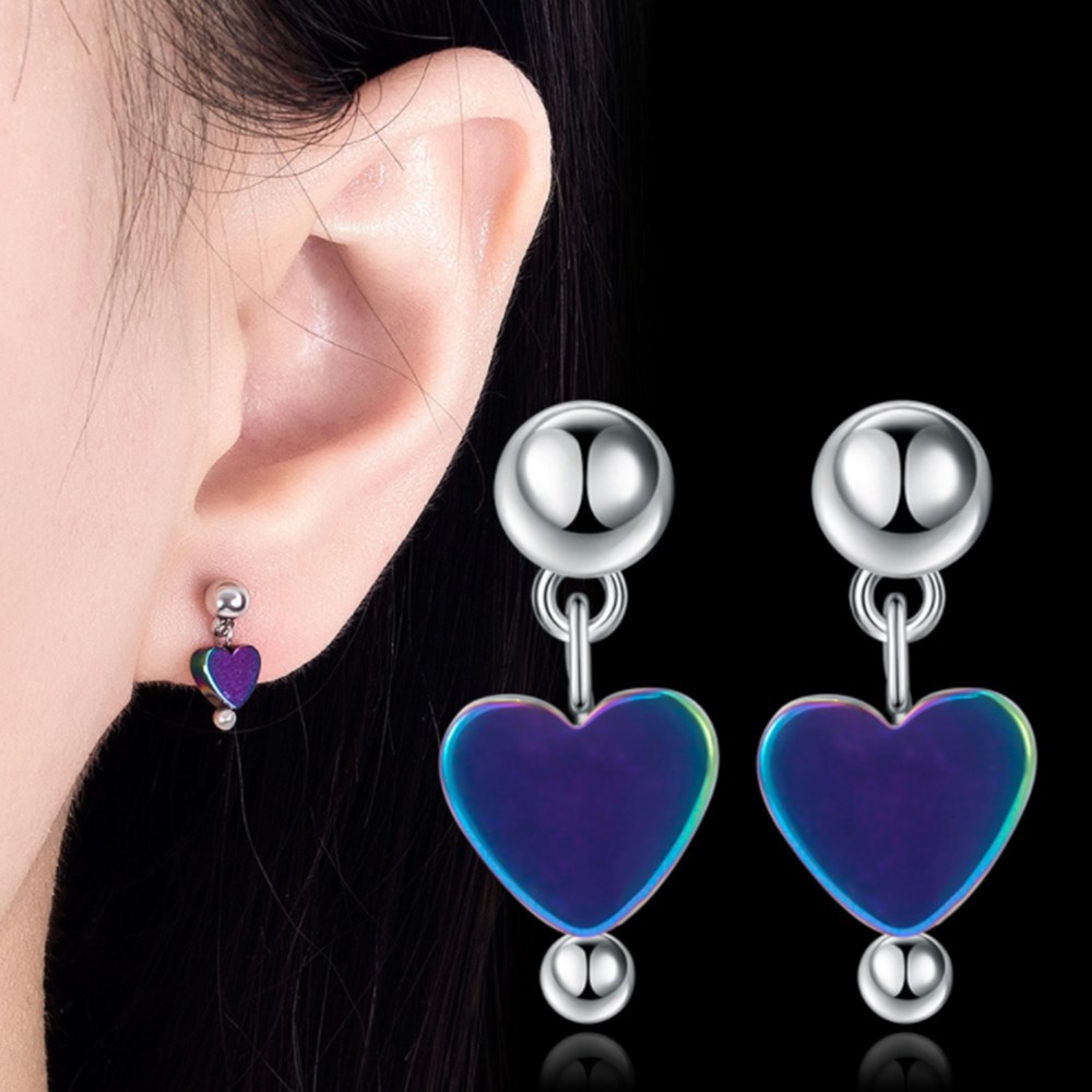 Nehzy 925 Sterling Zilveren Vrouw Mode Sieraden Eenvoudige Kleur Crystal Zirkoon Mid-Lengte Hartvormige oorbellen