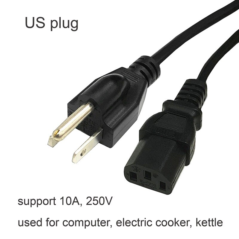 EU UK US AU Plug Power Cable 110V 220V 10A For Electric Cooker Kettle Computer TV Fans Air Conditioner LJ809: US plug 1.5m