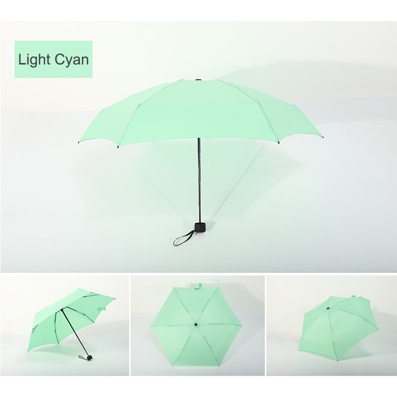 Små mini vikbara paraply regn kvinnor män mini pocket parasoll flickor anti-uv vattentäta bärbara paraplyer: Ljus cyan