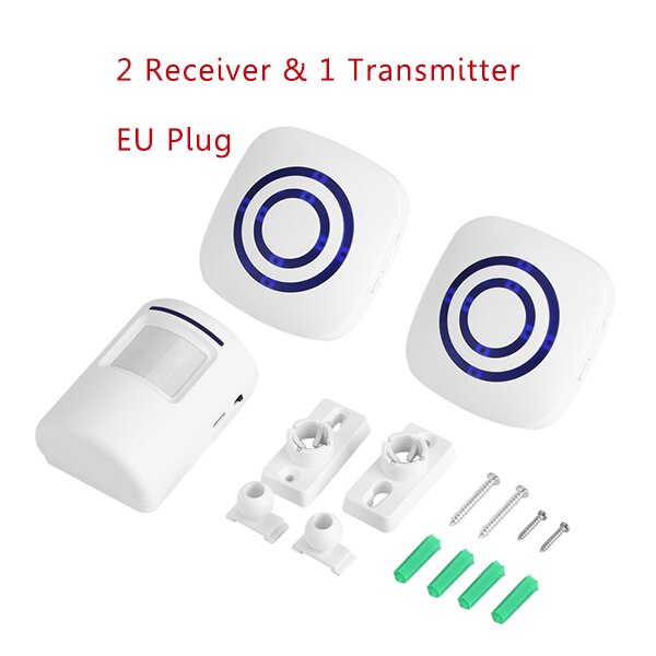110v-240v trådløse dørklokker pir infrarød sensor bevægelsesdetektor indgang dørklokke alarm m/ modtager &amp; sender eu/us stik