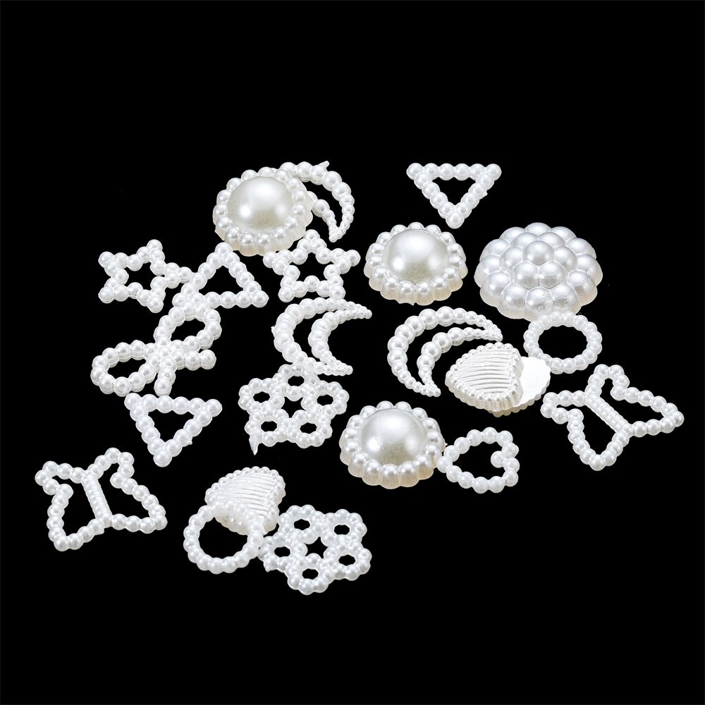 100 Pcs Butterfly Imitation Pearl Nail Art Decorative Stickers 11 Styles For DIY Bow Phone Case Glue Cabochon Decorative Crafts