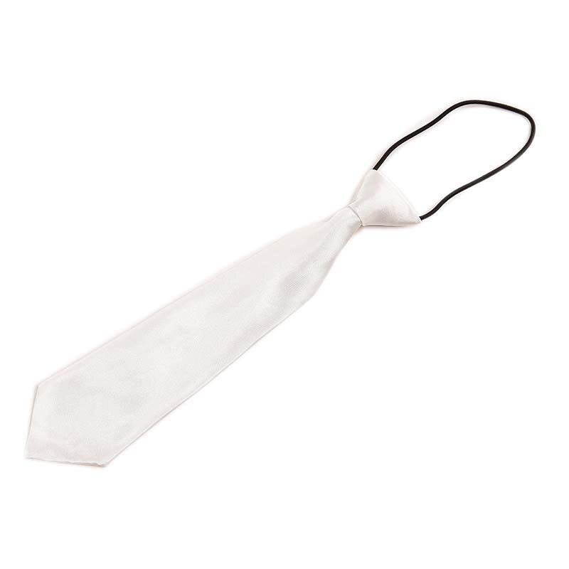 Jongen Tie Kids Baby School Boy Wedding Stropdas Das Elastische Effen Kleur Vlek: White