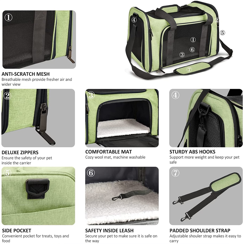 Trasportino per gatti, marsupio per cani borsa da viaggio per gatti trasportino per animali domestici pieghevole pieghevole per trasporto di animali domestici