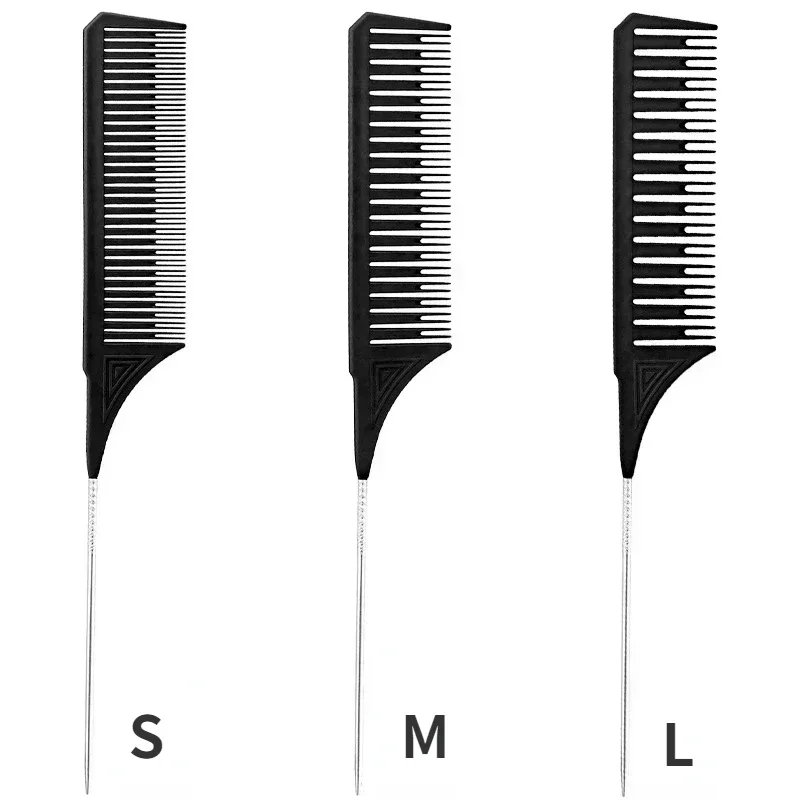 3 Pack Hair Styling Comb Tail Comb Set Dyeing Partition Highlight Braid Cutting Comb Tip Tail Hair Accessories Combs: black