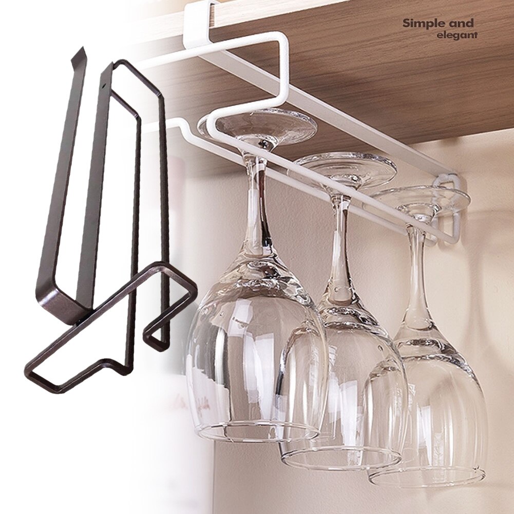 Stemware Inverted Storage Organizer Shelf Wine Glass Holder Hanging Iron Rack Champagne Goblet Cup Under for Kitchen Cabinettool