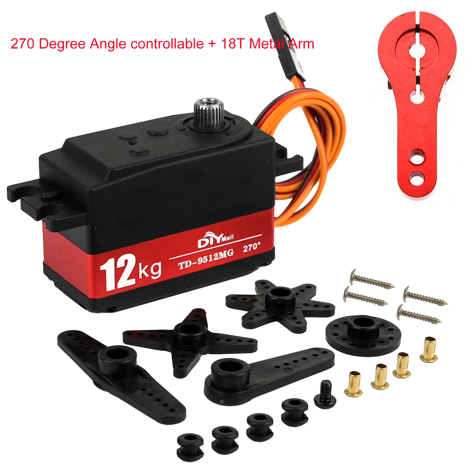Servo numérique semi-métal TD-9512MG, 12KG, 4.8v-7.4v, mécanisme de direction 180/270/360 degrés pour voiture RC 1:8 1:10, voitures à dérive, coureur plat: green