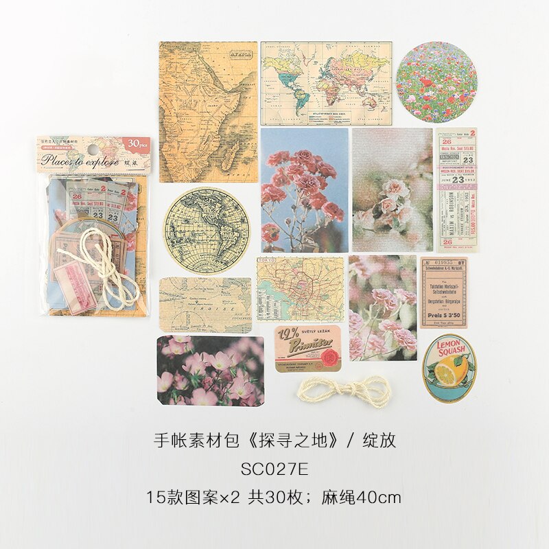 Paquete de Material de mapa antiguo de viaje, Material adhesivo, tarjetas de papel, álbum de recortes/fabricación de tarjetas/proyecto de diario, decoración de diario DIY: 4