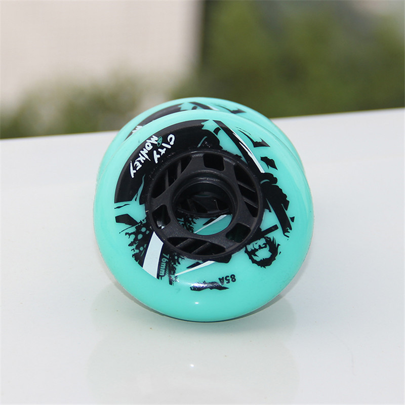 Original City Monkey 85A slalom y rodillo de frenado, rueda de patines en línea FSK universal multiusos, todo redondo [72mm 76mm 80mm]: Green / 72mm
