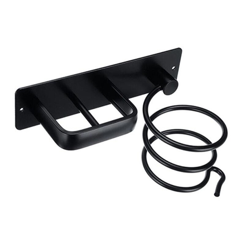 Aluminium Wall Mounted Föhn Rack Organizer Haardroger Stijltang Houder Set Badkamer Plank Voor Washroom Levert: black