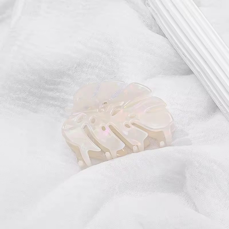Pinza para el pelo de hoja verde esmeralda de estilo mundial refrescante, de personalidad, pinzas para el pelo de acetato, accesorios para el cabello para mujeres y niñas: Rosa