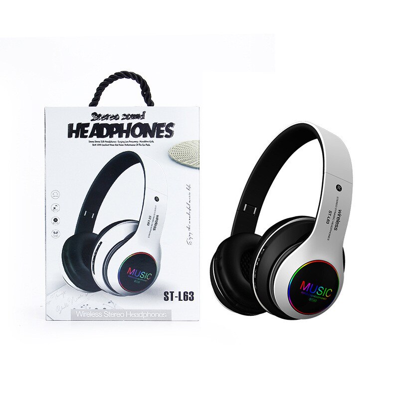 LED Colorful Wireless Bluetooth Headphones Headset Foldable Stereo Bass Sound Adjustable Earphones with Mic for PC All Phone