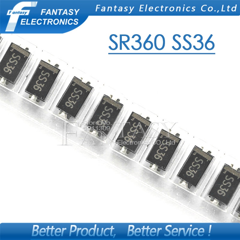 100PCS SS36 30V 60A SMD SR360 DO-214AB diode SMA SK36