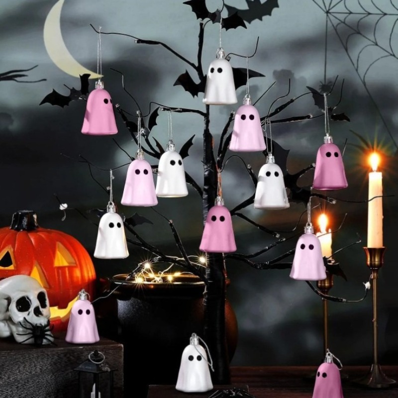 Różowy Duch Halloweenowy Wiszący ornament Ozdoba na Choinkę Świąteczna Wiszące Urocze Duszki Dekoracja na Imprezę Halloweenową