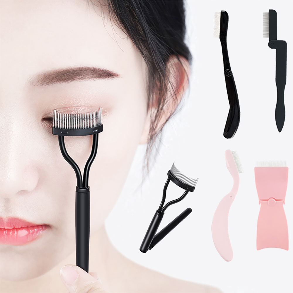 1 Stuks Zwart Opvouwbare Wimper Borstel Kam Schoonheid Make-Up Lash Separator Roestvrij Staal Wimper Krultang Mascara Curl Cosmetisch Hulpmiddel