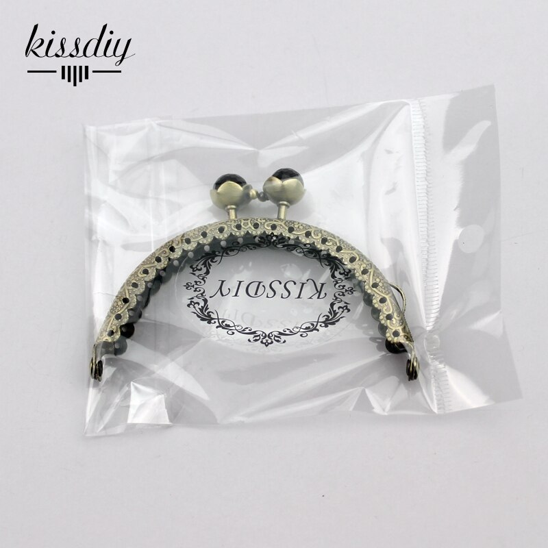 KISSDIY 10 pz/lotto 8.5 centimetri Bronzo Antico del Metallo Della Borsa telaio Semicerchio di Loto Testa branelli di corallo Bacio catenaccio FAI DA TE accessori borsa