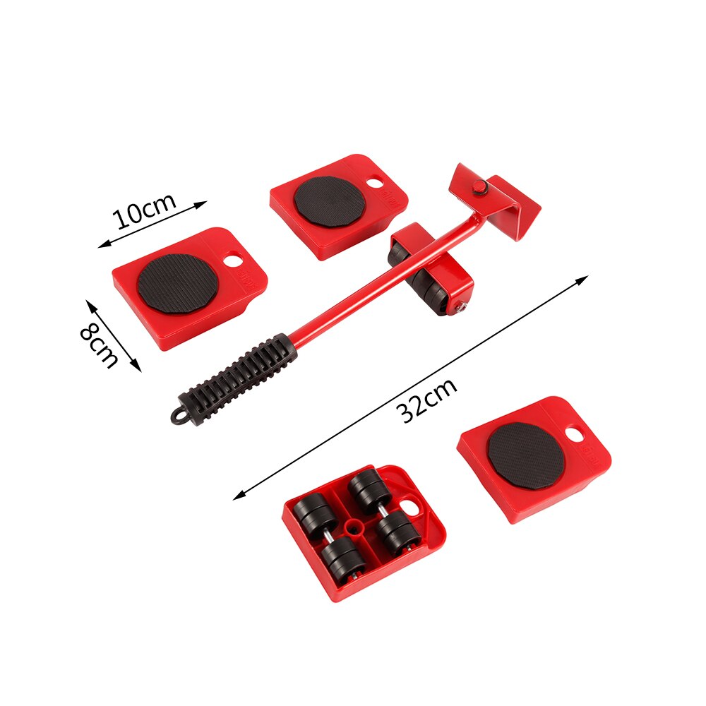 5Pcs Professionele Meubels Mover Tool Set Zware Voeders Vervoer Lifter Wielen Mover Roller Met Wiel Bar Moving Hand Apparaat