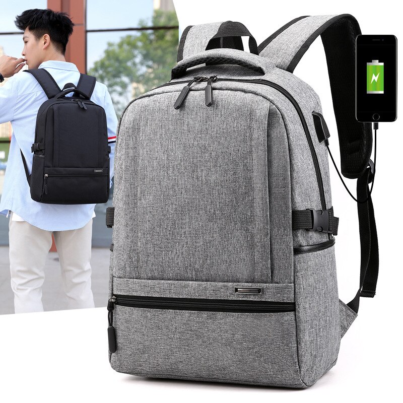 USB Charing Men Backpack Laptop Mochila Mujer Solid Student Travel School Bag For Men Business Large Shoulder Bags CJ995