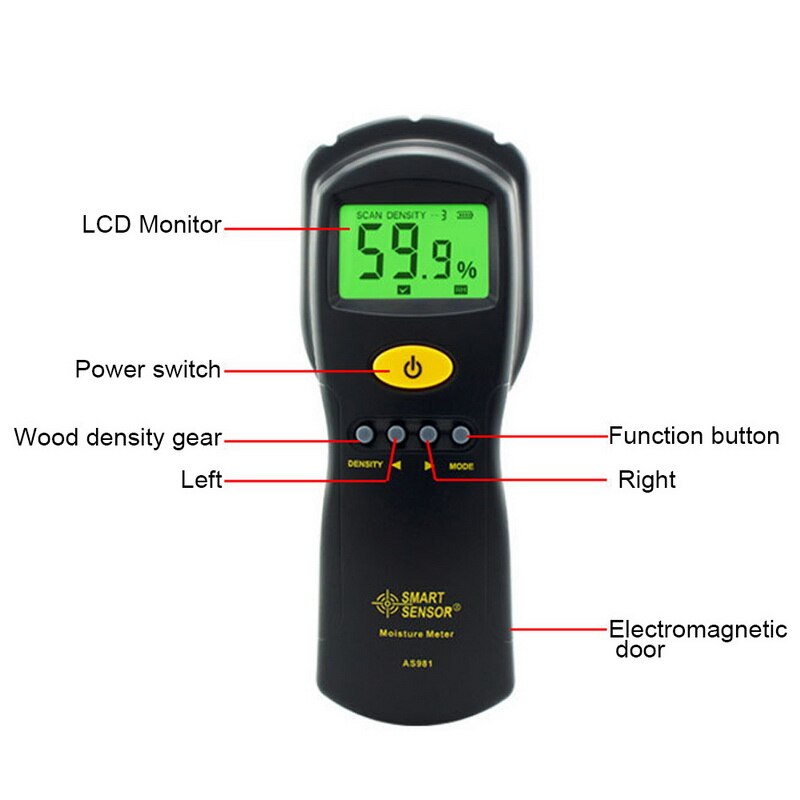 Handheld Two Pins LCD Digital Wood Moisture Meter , Humidity Tester Timber Damp Detector Paper Moisture Meter Test Range 2%~70%
