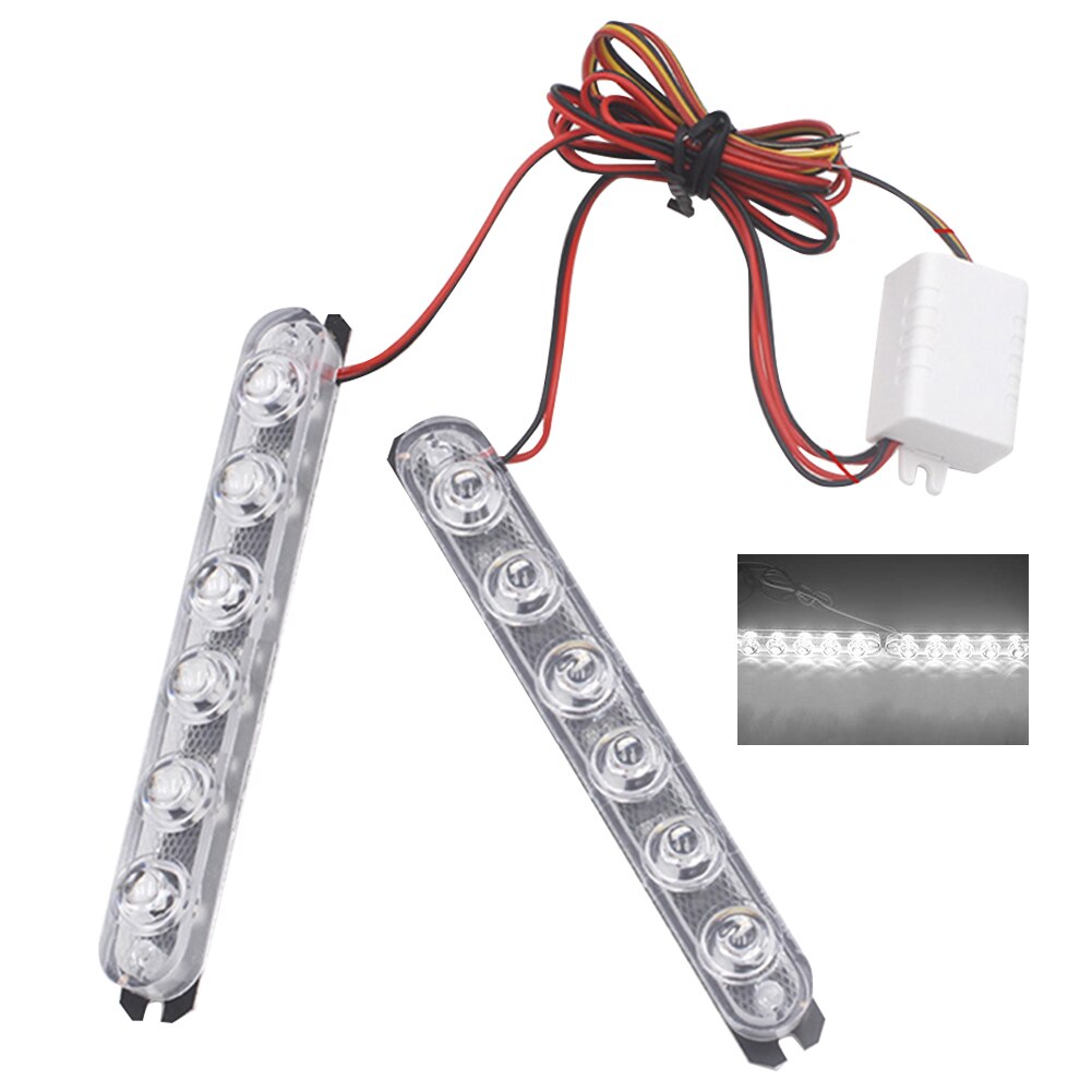 Luz estroboscópica de policía para coche, camión y motocicleta, intermitente de advertencia de emergencia, luces traseras de freno y parada, 5/6 LED, 2 piezas: 6 Lights White