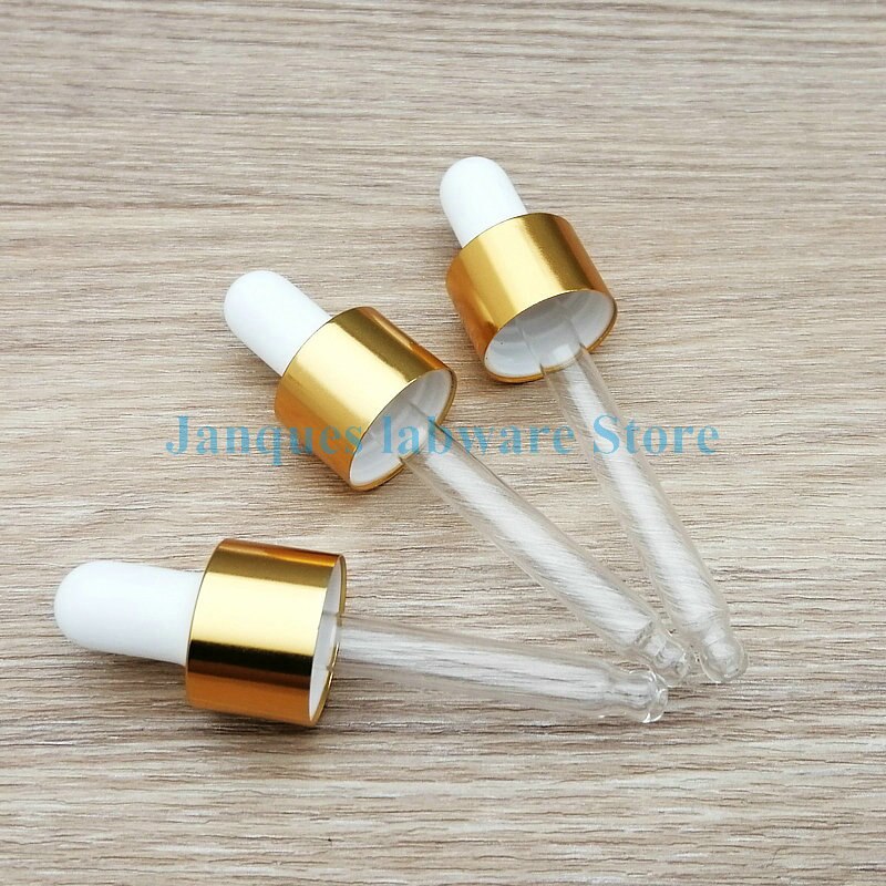 10pcs 5ml to 100ml clear Glass Dropper Bottle golden Screw cap Essential oil vials with pipette Refillable Bottles