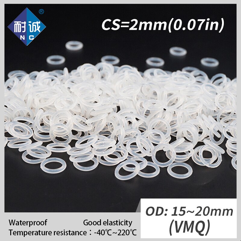 5 teile/los Silikon gummi o-ring VMQ CS 2mm OD15/16/17/18/19 /20mm O Ring Dichtung Silikon O-ring wasserdicht