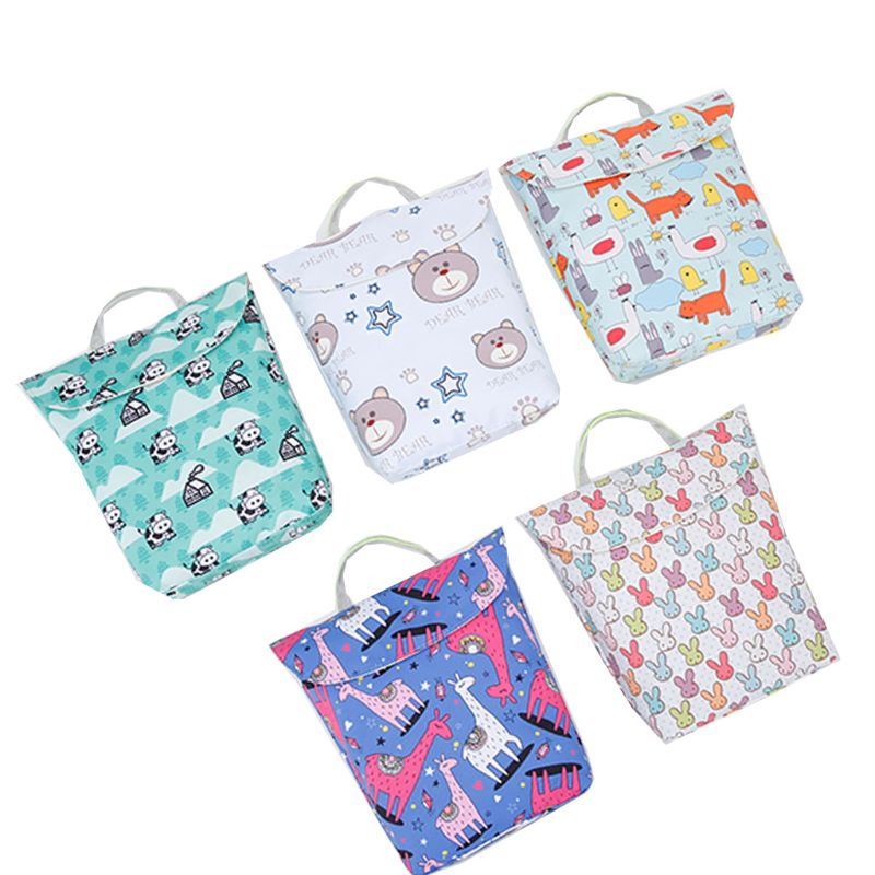 Dessin animé impression humide sac sec bébé couche-culotte sac organisateur réutilisable poche pour bébé sac à couches
