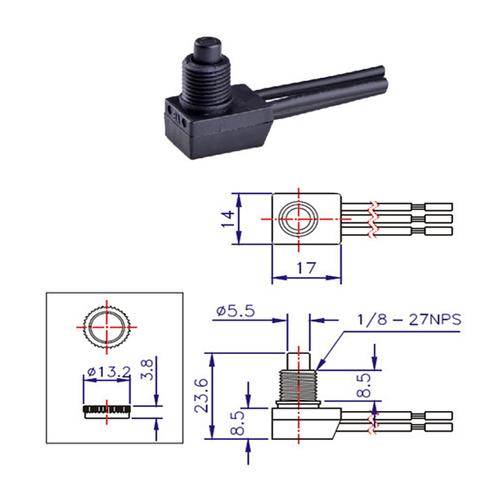 10PCS AC250V Waterproof Push Button On-Off Switch With 4" Lead Wire Black 3A Self-locking Switch IP67 Waterproof Switch