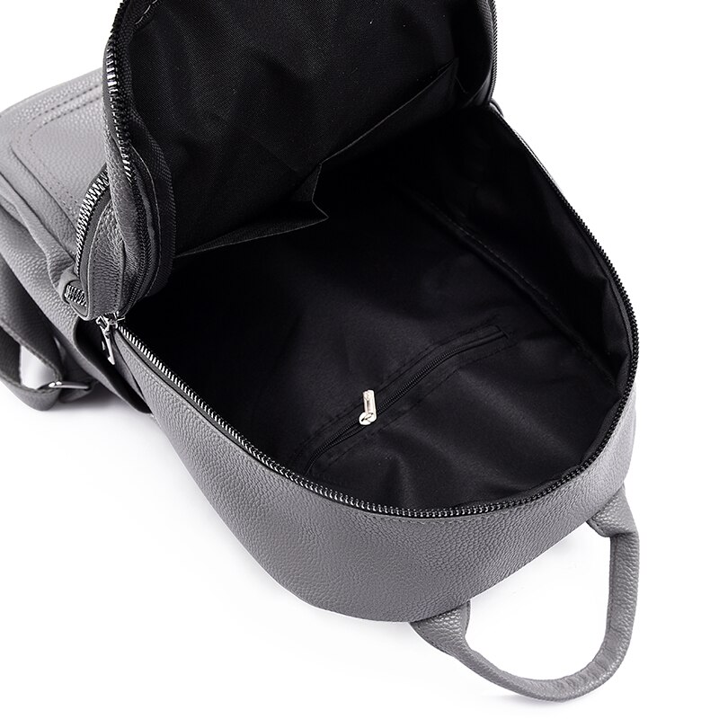 Rugzak Voor Vrouwen Dames Pu Lederen Rugzak Mode Dagelijkse Tas Duurzaam Grote Capaciteit Voor Winkelen Grijs