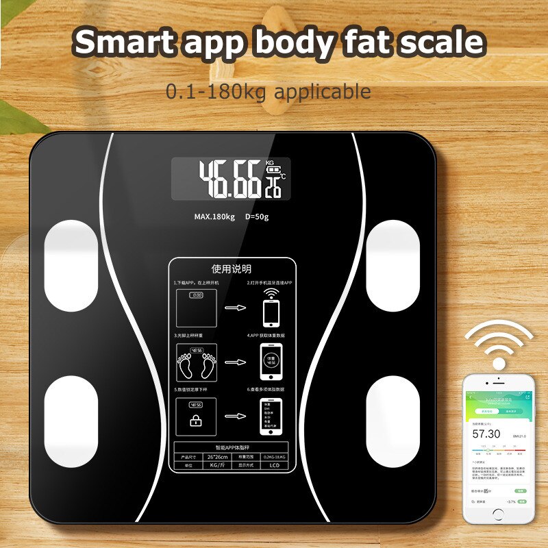Vægt skala kropsfedt skala smart trådløs digital vægt skala kropssammensætnings analysator med smartphone app bluetooth