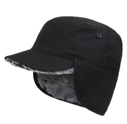 Gorra – casquette de bombardier pour homme et femme, Protection des oreilles, cyclisme, Ski, Baseball, taille ajustable, automne et hiver: Black