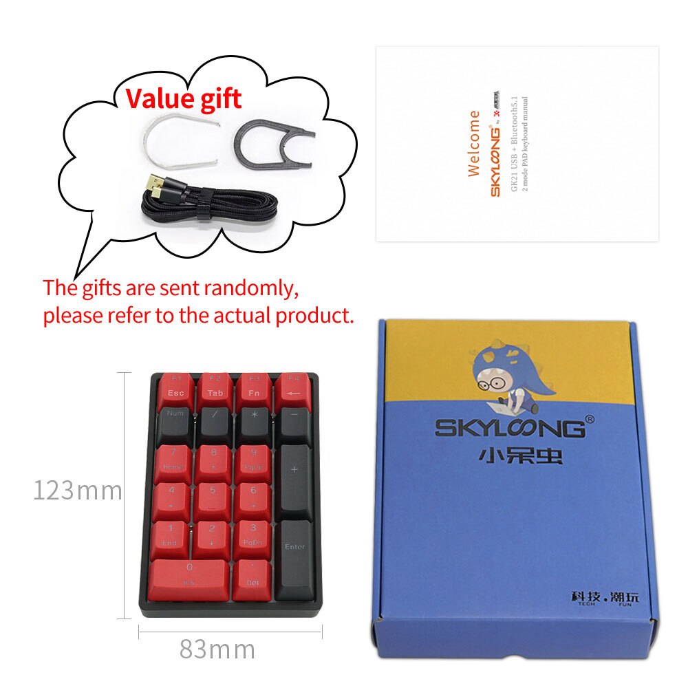 Gateron GK21s Bluetooth&amp;USB Wire 5.1 Swappable Numpad PBT Keycaps RGB Backlit Type-C Fully Programmable Chocolate Mechenical: Gateron Yellow