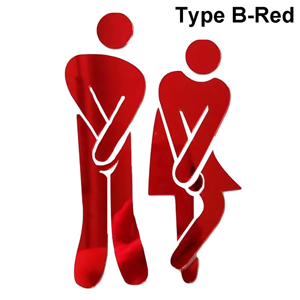 3D Vinyl Bad Spiegel Aufkleber Frau & Mann Wc Zeichen Spiegel Wand Aufkleber Home Hotel Waschraum Tür Zeichen Spiegel Aufkleber: red	Type B