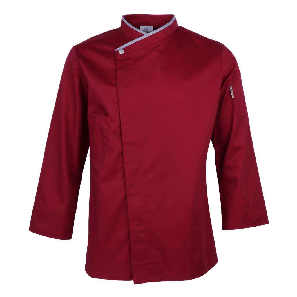 Unisex Chef Coat Long Sleeved Hotel Restaurant Staff Cooker Workwear Apparel: Red XL