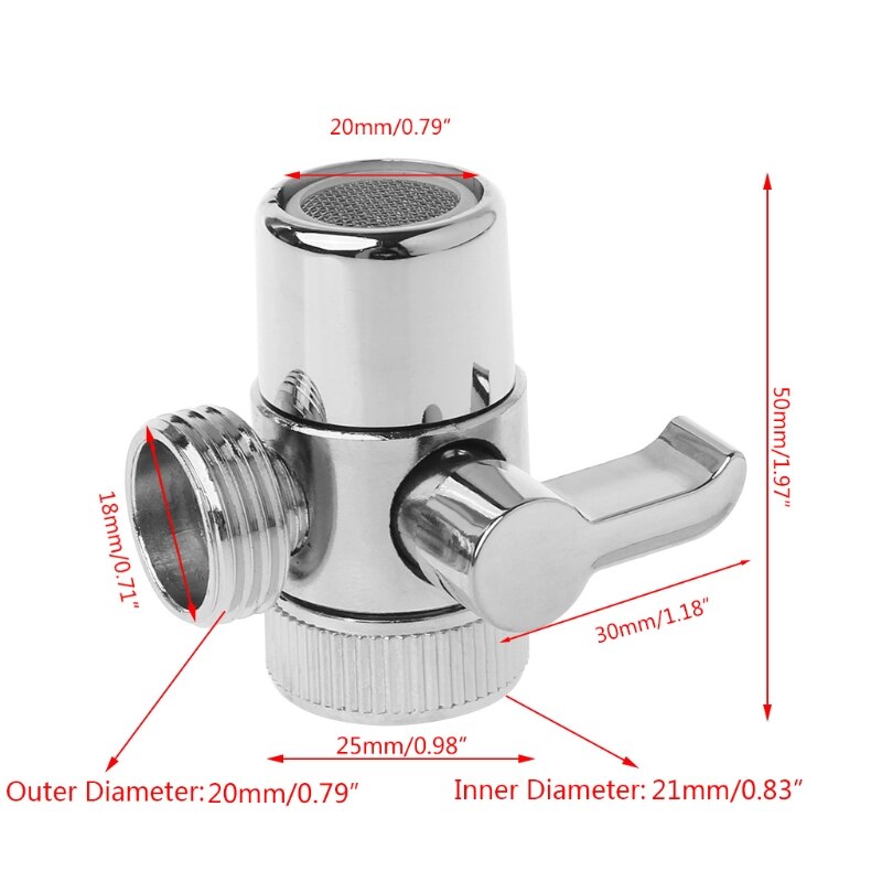 Messing 3-Weg Wisselklep Kraan Connector Adapter Drie Hoofd Functie Schakelaar