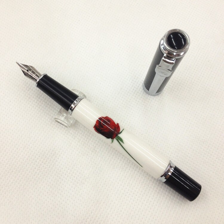 JINHAO-stylo à fontaine en porcelaine blanche, 18 KGP, plume en fleur de prunier rose, 8126: A / Bent Nib