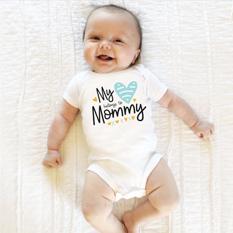 Elsker nyfødt baby dreng pige tøj krop kortærmet mor bogstaver romper jumpsuit outfit 0-24m sommer tøj til børn